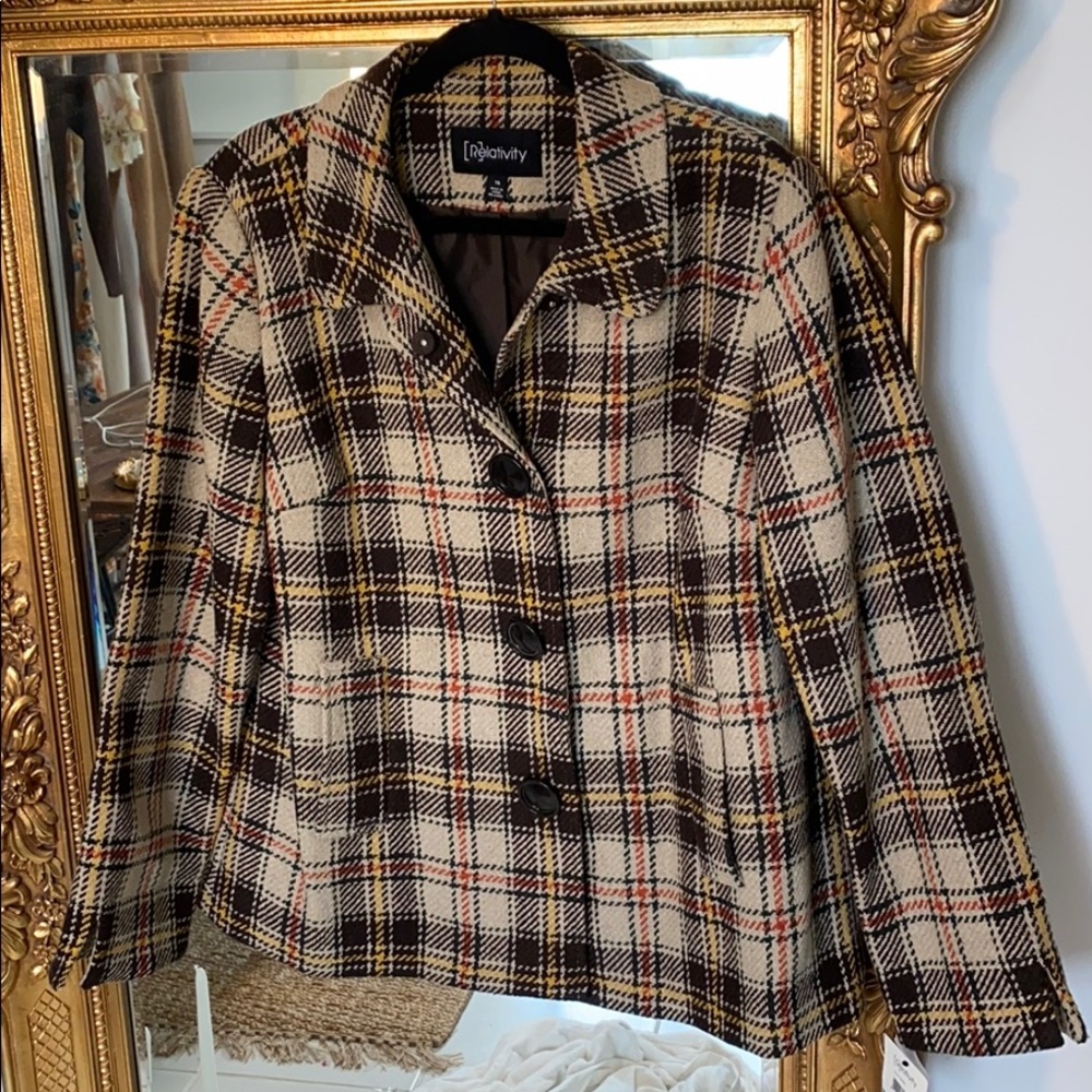 Fall Relativity brown plaid coat!